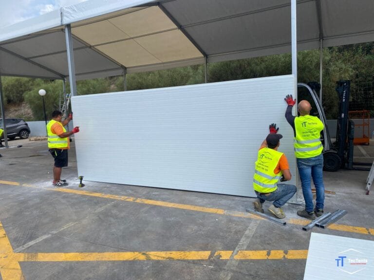 Carpa industrial de 8x25 metros montada en Málaga