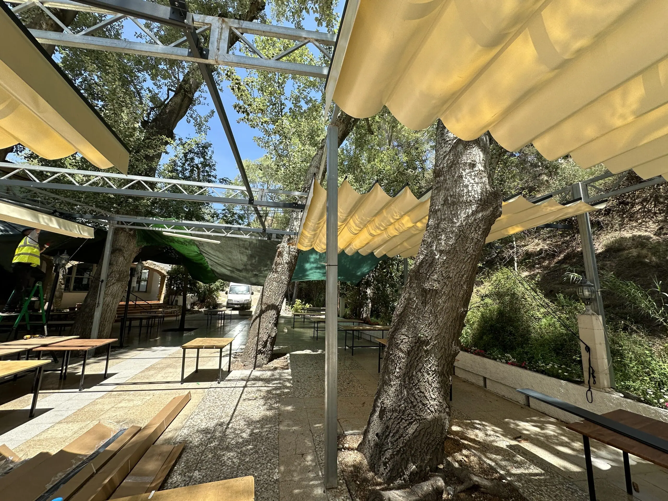 Toldo corredero, pérgola Tec Tents